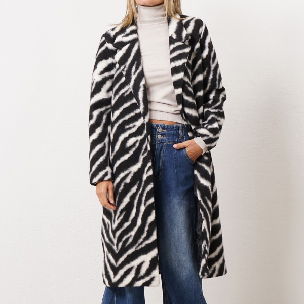 coat with animal print facings