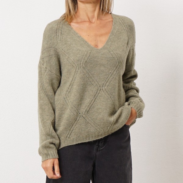 knit sweater with balloon sleeves