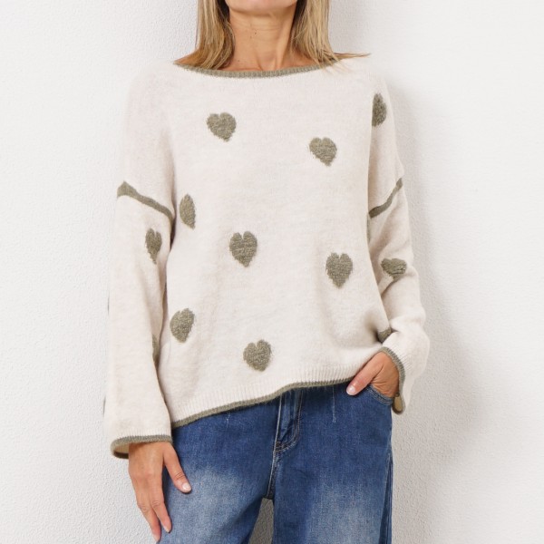 knitted sweater with hearts