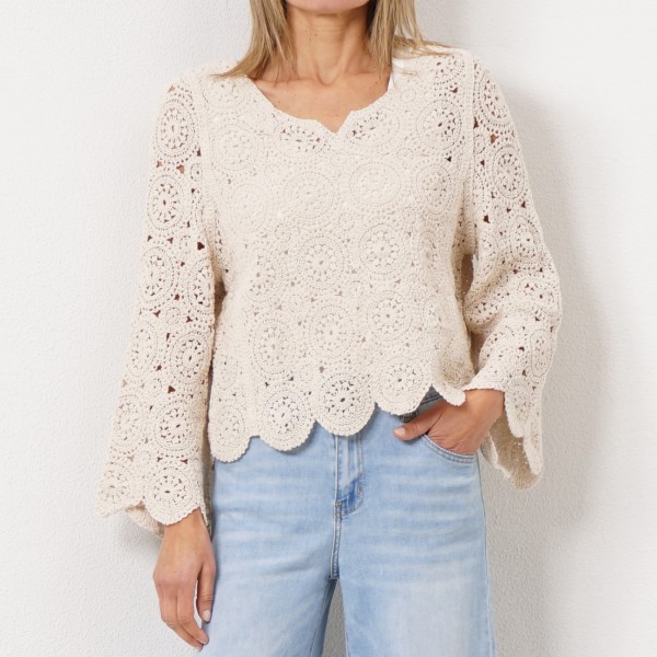 crochet sweater with bell sleeves