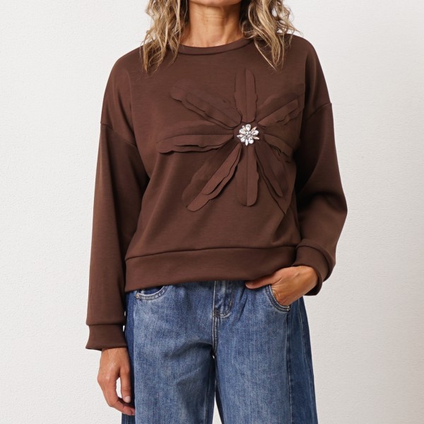 Neoprene sweatshirt with glitter appliqués