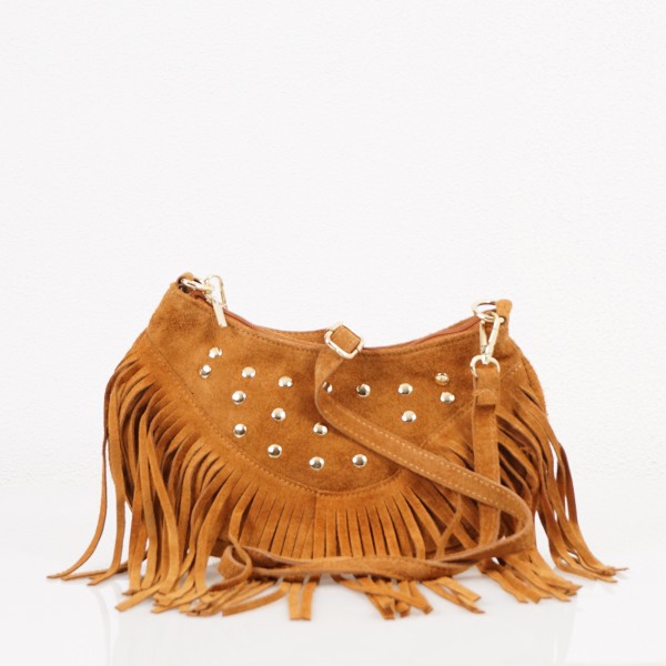 Leather fanny pack with fringes (suede)