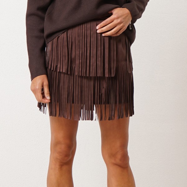 Fringed suede skirt (synthetic)