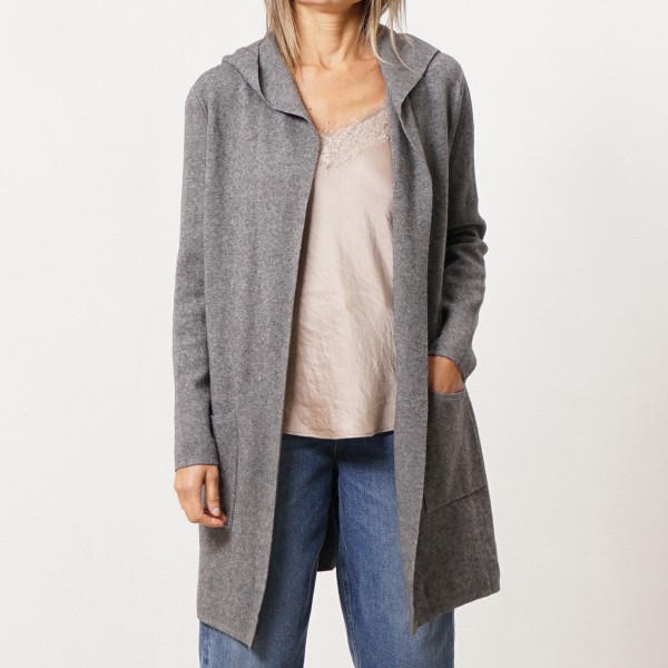 Knitted jacket with hood