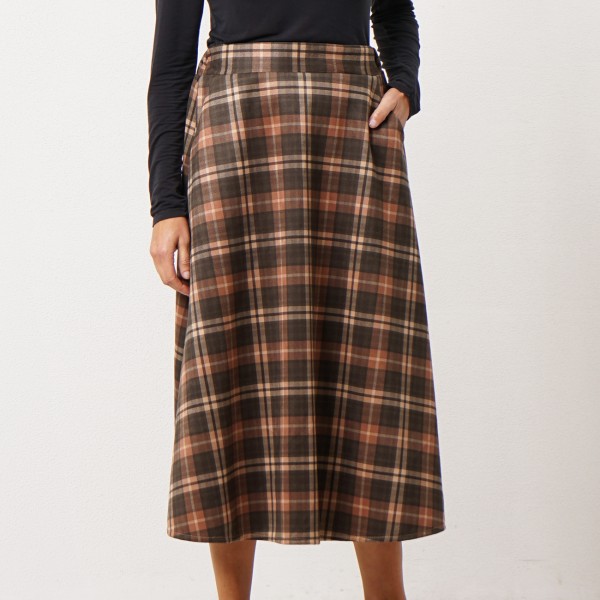 Peach leather A-line skirt