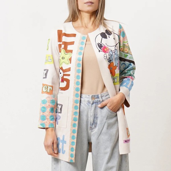 printed suede jacket