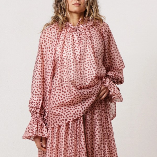 Ruffled blouse with lyocell (premium)