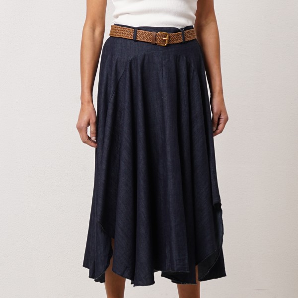 Asymmetrical denim skirt