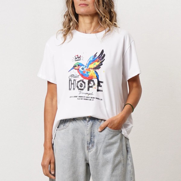 T-shirt in cotton with elastane (print)