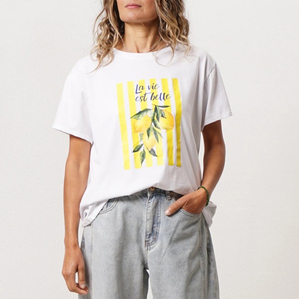 Cotton/elastane t-shirt (print)