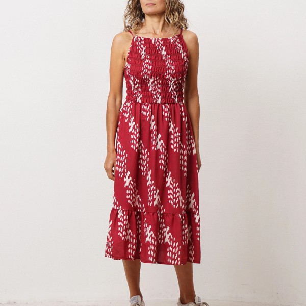 Sleeveless dress with ruching