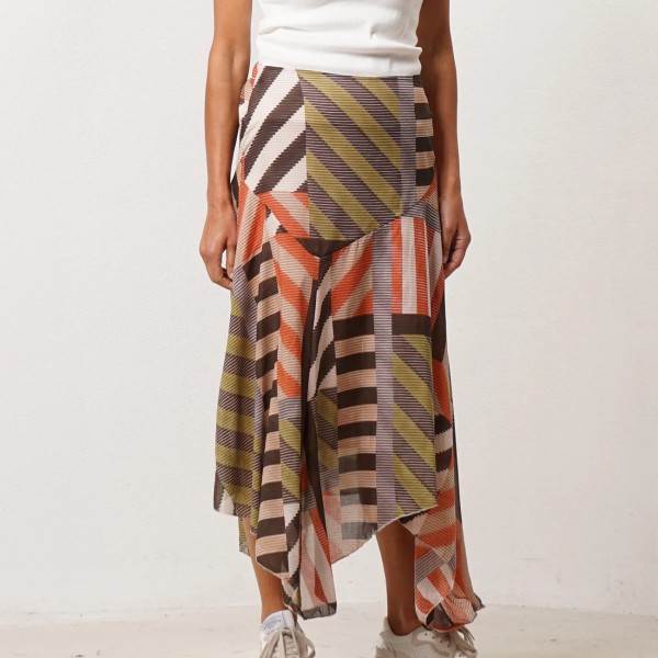 Asymmetrical cotton mesh skirt (100% cotton)