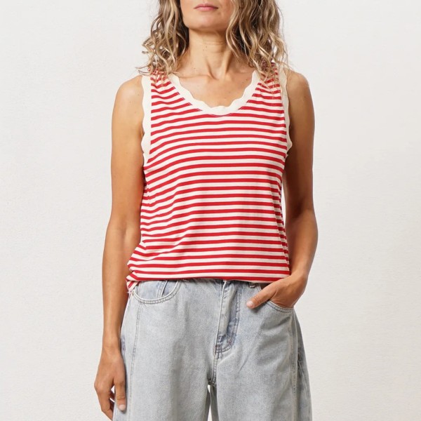 Striped top (rapport) in viscose with elastane