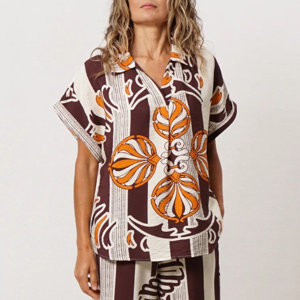 Printed crepe blouse