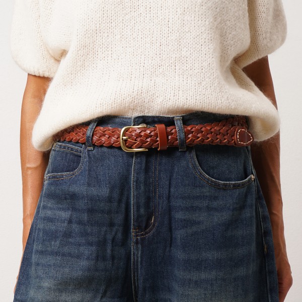 Braided leather belt
