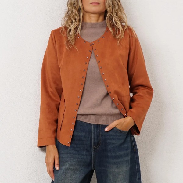 Suede jacket with studs