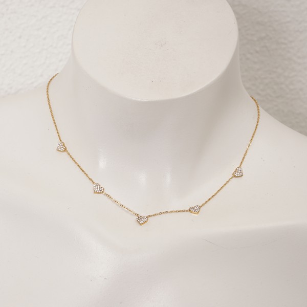 Stainless steel necklace with diamonds (surgical steel) nickel-free