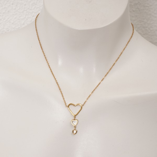 Stainless steel necklace with diamonds (surgical steel) nickel-free
