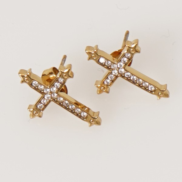 Stainless steel earrings with rhinestones (surgical steel), nickel-free