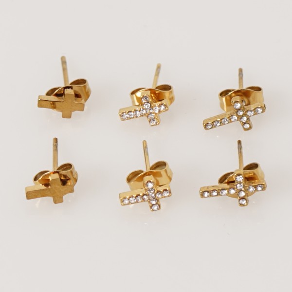 Stainless steel earrings with pearl and diamonds (surgical steel), nickel-free