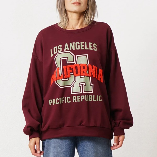 Oversized cotton fleece sweatshirt with prints