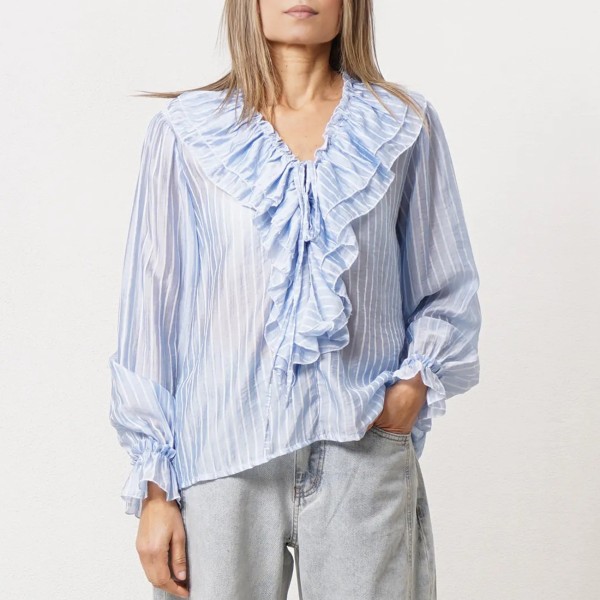 Striped blouse with ruffles