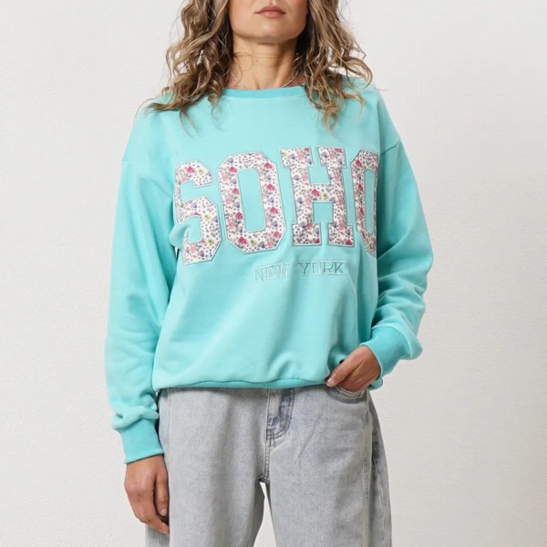 Oversized embroidered fleece sweatshirt