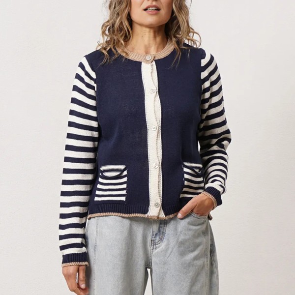 Striped knit jacket (100% cotton)