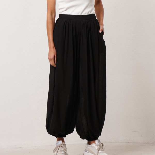Crepe wide-leg trousers with cuffs (rayon)