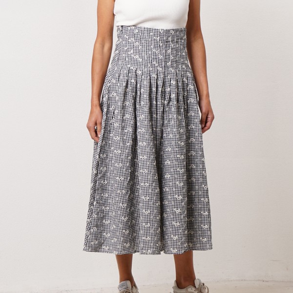 Embroidered skirt/bodice (gingham pattern)