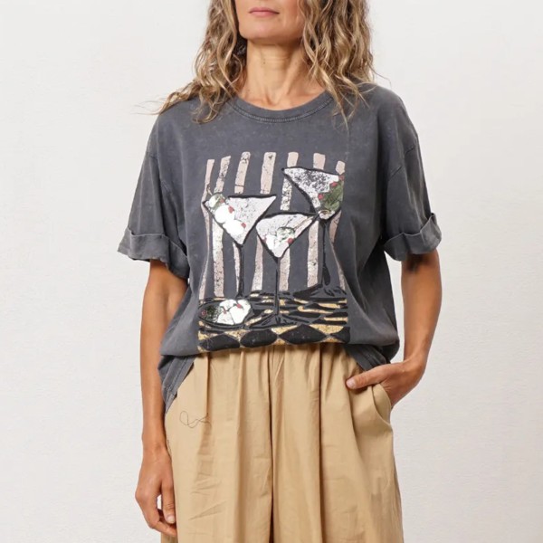 Vintage cotton t-shirt with print (glitter)