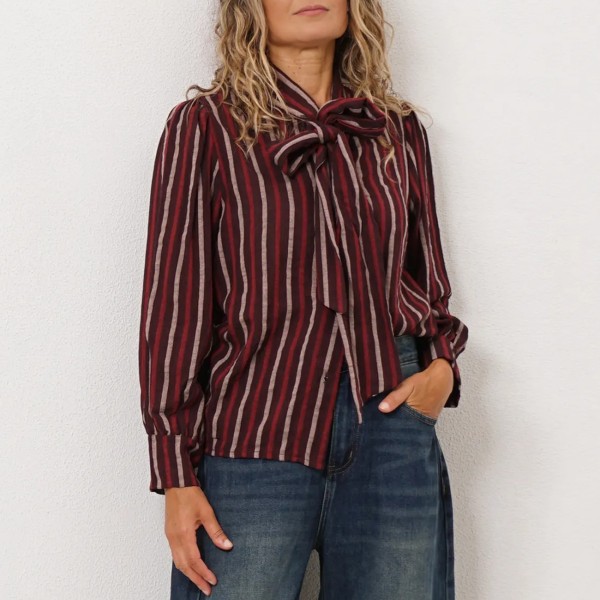 Striped blouse with bow