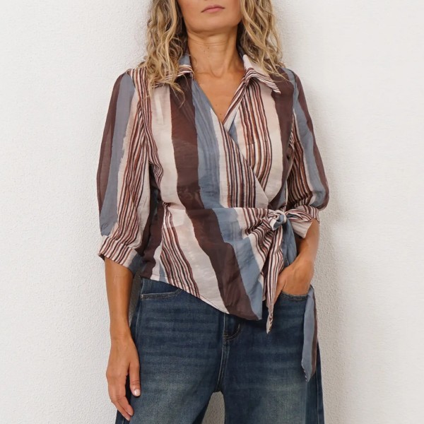 striped blouse with tencel weave