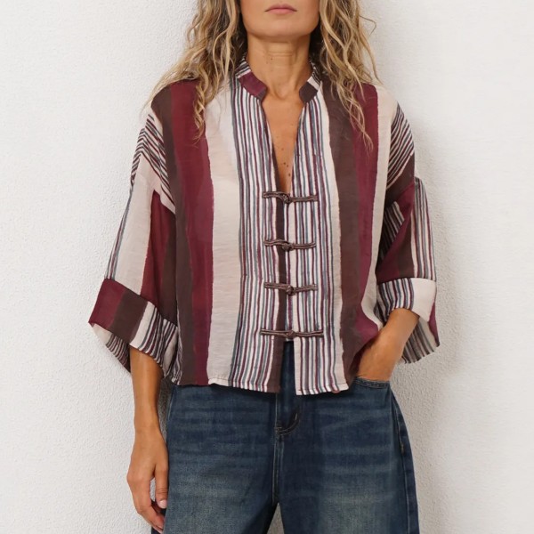 Striped blouse with Tencel detailing