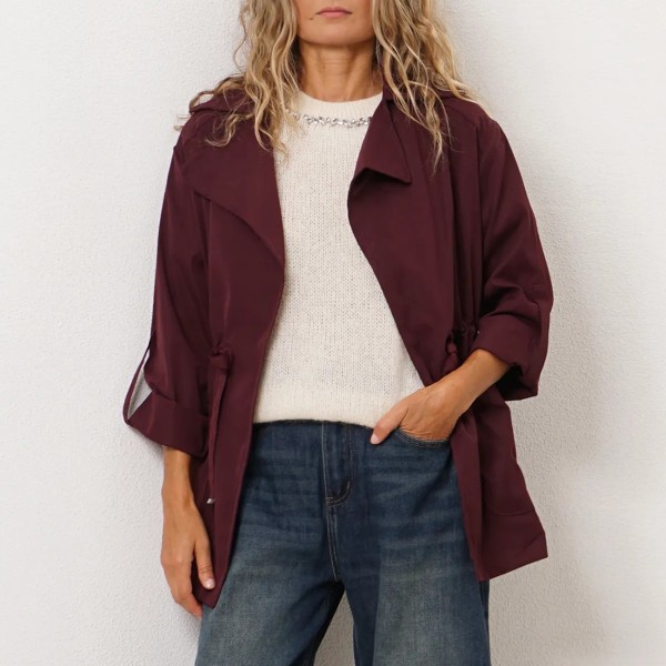 Twill parka with adjustable drawstring