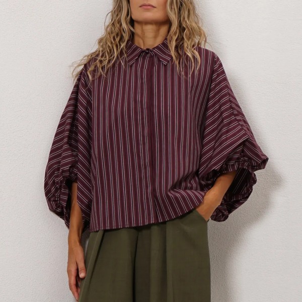 Poplin blouse with adjustable sleeves