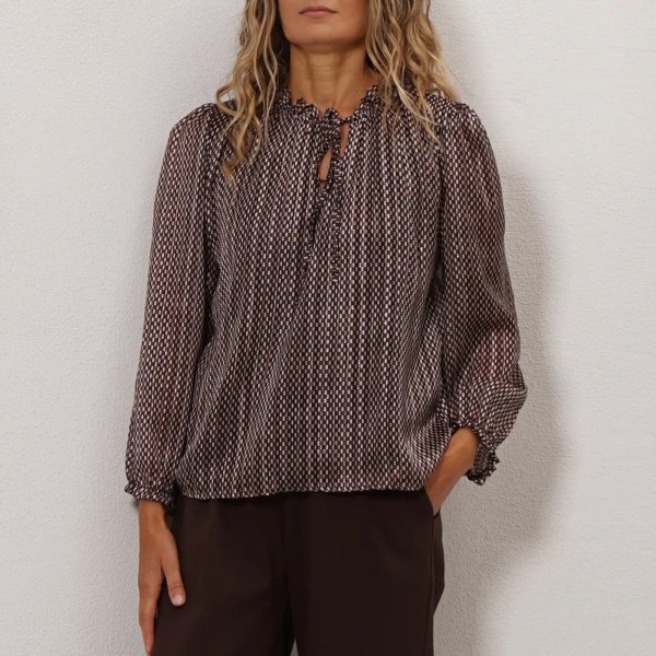 Crepe blouse with ruffles