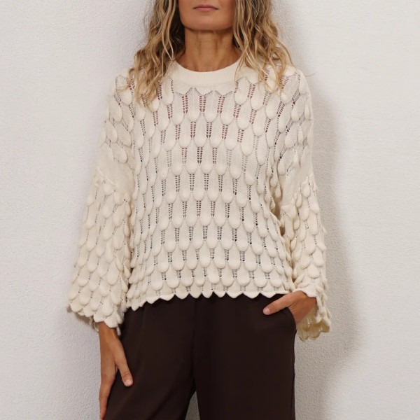 Knit sweater (honeycomb pattern)