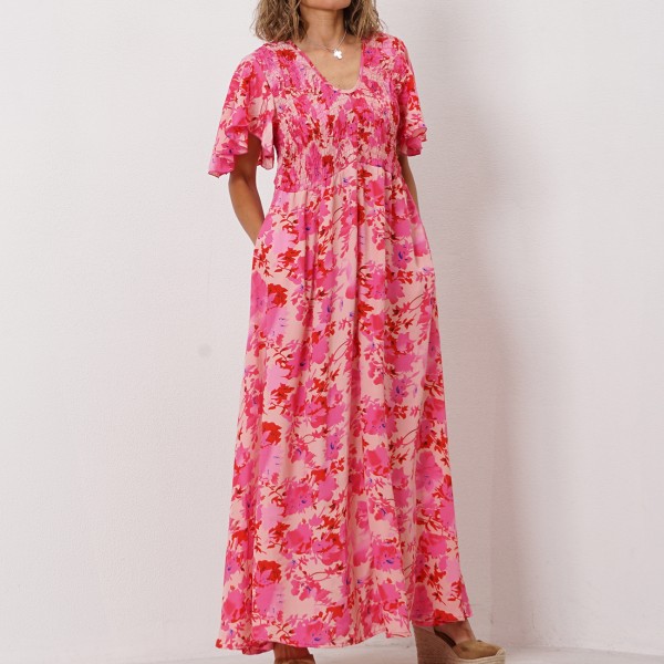 accessorized printed dress