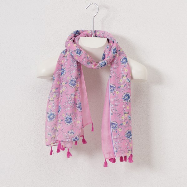 cotton/viscose scarf with trinkets