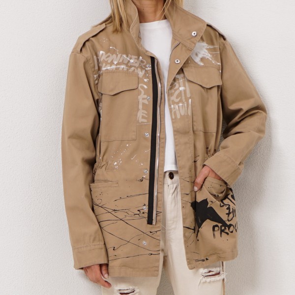 fitted safari jacket (brushed print)
