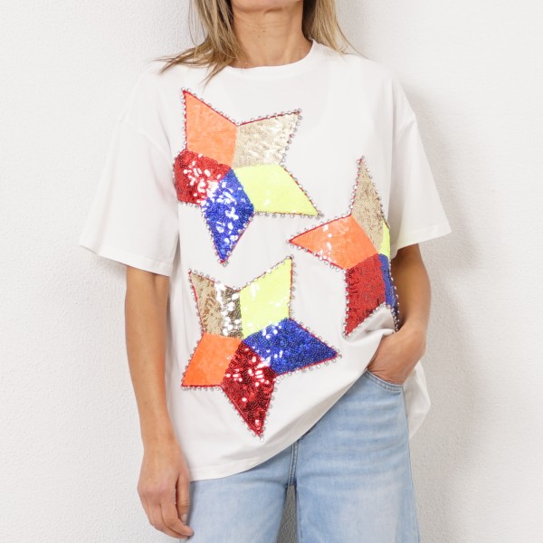 t shirt with sequin and glitter applications (premium)