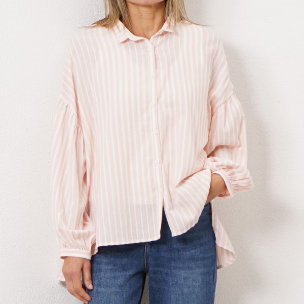 striped blouse with ruffles