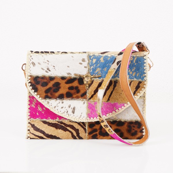 leather (mix) fanny pack with metal strap