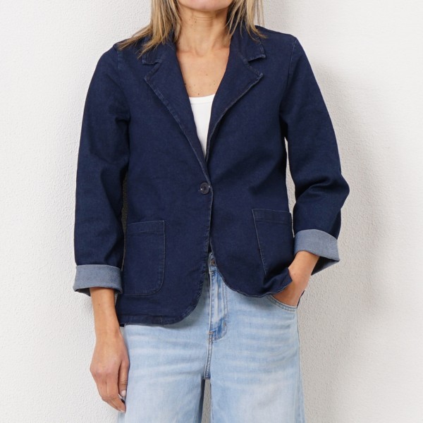 spandex denim blazer