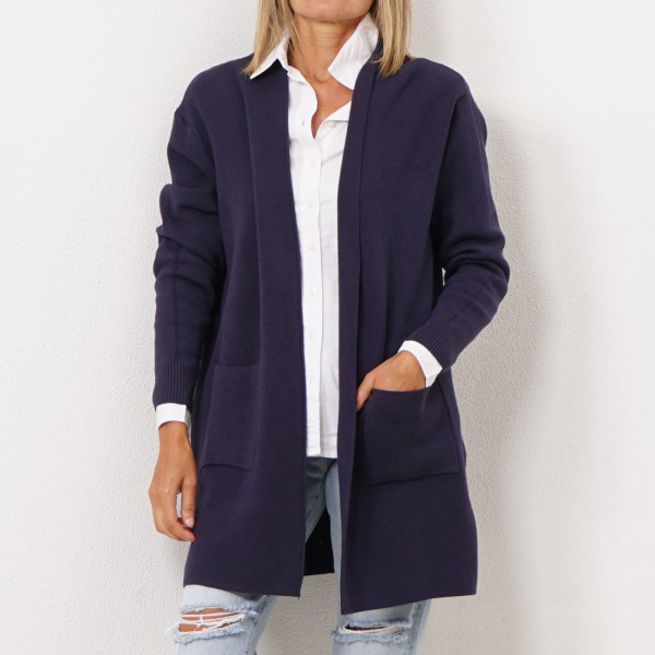 knitted coat with patch pockets