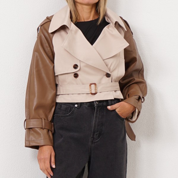 jacket with ecological leather sleeves