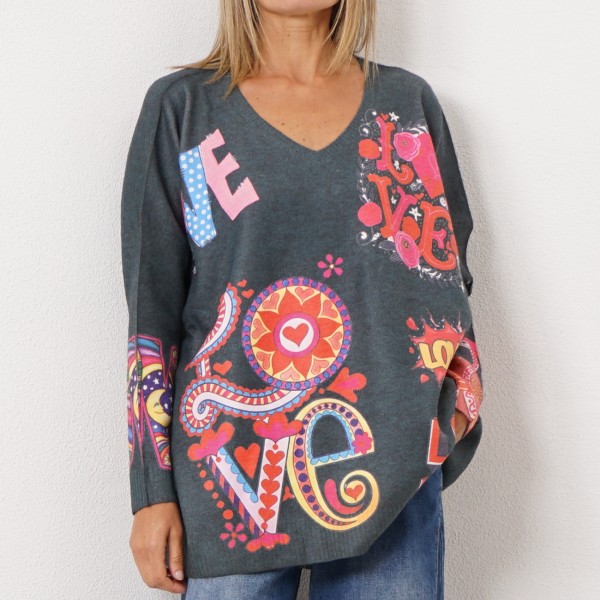 printed knit sweater