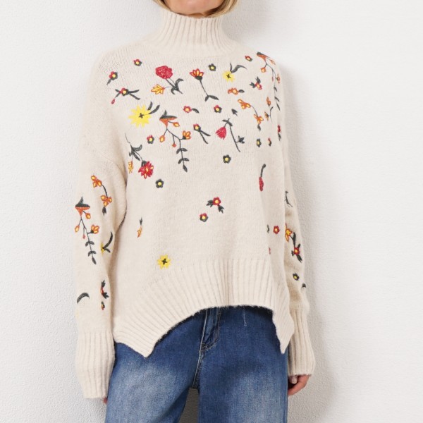 knit sweater with/embroidery