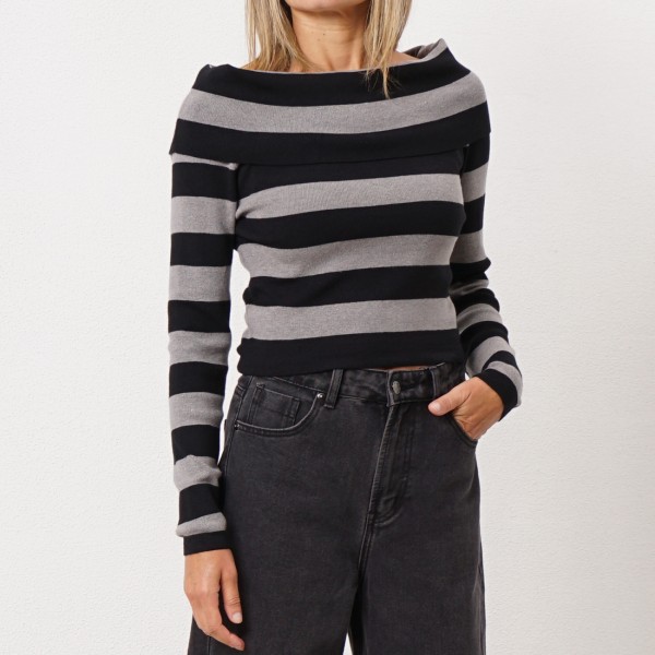 knit sweater with scoop neckline